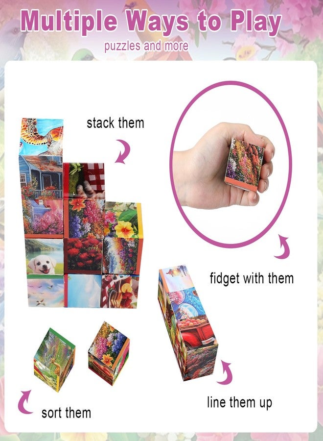Seenelling 16 Patterns Blocks Cube Tile Matching Dementia Activities for Seniors 2 Sets Wooden Large Piece 3D Puzzles Box for Elderly Alzheimers Easy Memory Games for Dementia - Image 4